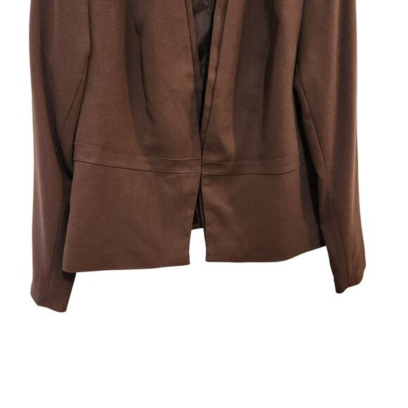 Lane Bryant Brown Hook & Eye Textured Tailored Stretch Blazer Jacket Size 16 - Picture 4 of 10